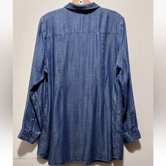 J.JILL Denim Button Down Tunic Shirt - Picture 4 of 6